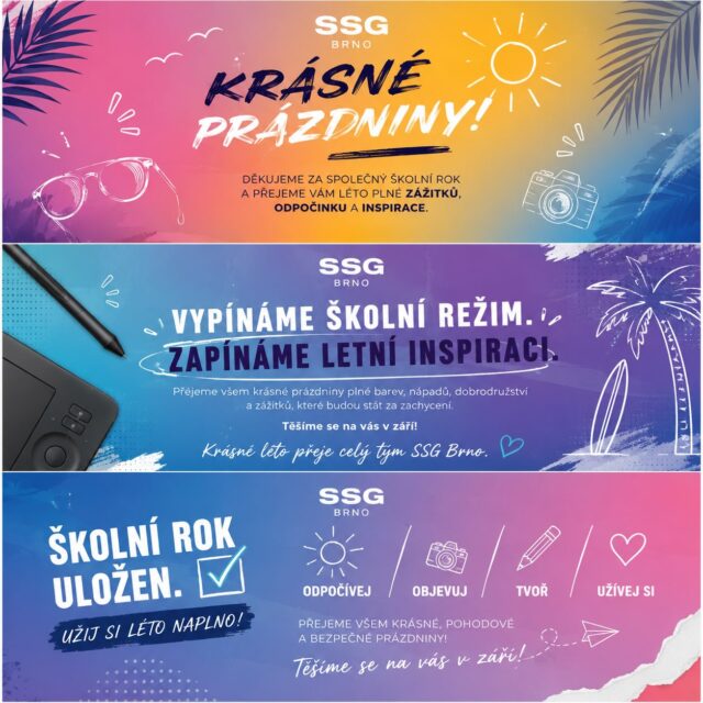 📚 ➜ 🌴

Školní rok je úspěšně uložen. ✔️

Teď už jen:
☀️ odpočívat,
🏕️ objevovat,
📸 tvořit,
❤️ užívat si léto.

Přejeme všem studentům, absolventům, uchazečům i přátelům školy krásné a bezpečné prázdniny.

Těšíme se na vás v září!

💙 SSG Brno
#SSGBrno #KrasnePrazdniny #Brno #GrafickaSkola #Leto SeeYouInSeptember