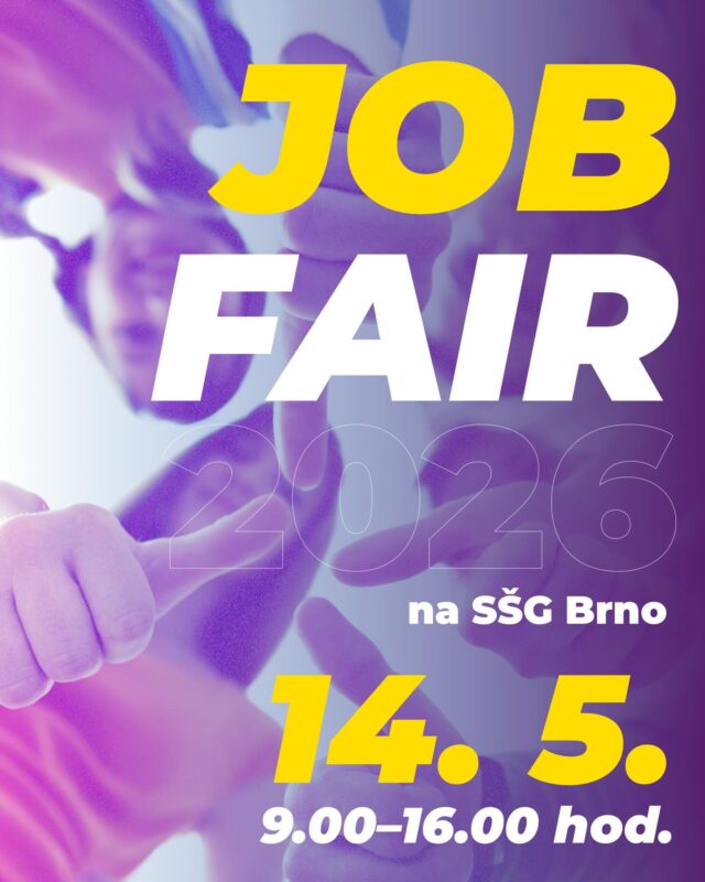 💻👩‍💻JOB FAIR NA SŠG! 
Prezentace firem v polygrafickém oboru. Hledáš pracovní příležitost a chceš zůstat v oboru? Přijď i když jsi u nás nikdy nestudoval. Pro všechny naše žáky, absolventy a i VEŘEJNOST!